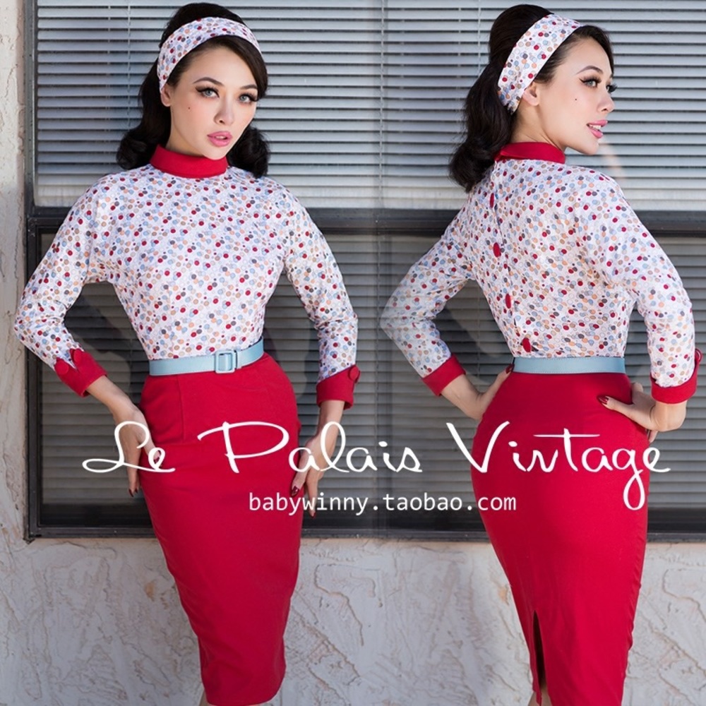 Le Palais Vintage Retro Colorful Polka Dot Dress